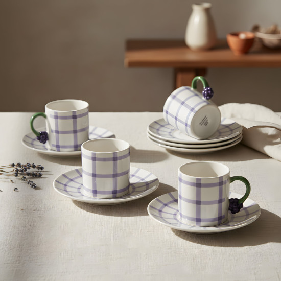 Coffee Cup and Saucer Set - 6 Pcs